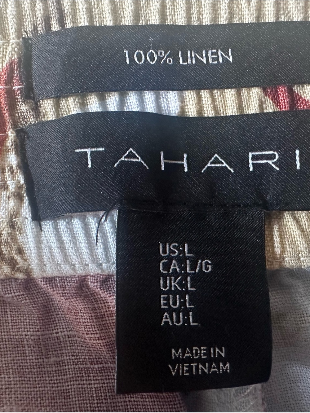 Tahari White Wide-Leg Linen-Blend Pants with Abstract Floral Print size L - Picture 4 of 7